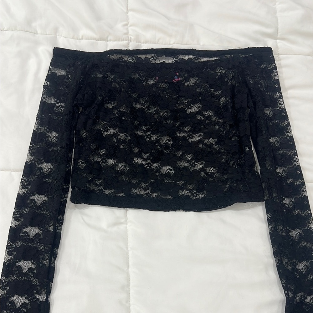 Black Lace Off-Shoulder Top